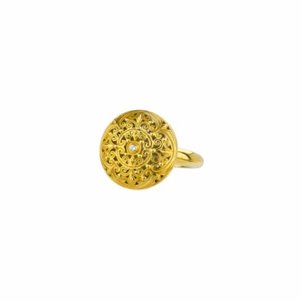 Round Ring Filigree in Gold plated silver 925