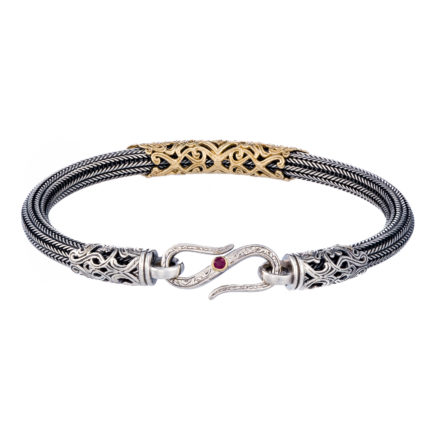 Braided Handmade Chain 925 Silver and 18k Gold Elegant Bracelet for Men