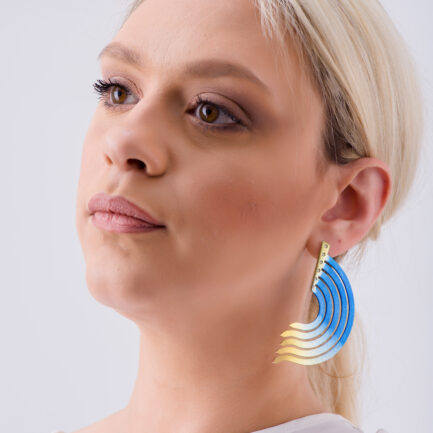 Icarus Feathers Earrings in Titanium with Diamonds