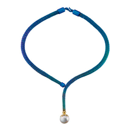 Luxury Sock Titanium Necklace with gold cap and South Sea Pearl, Necklace pearl Necklace Titanium by test.parthenonjewelry.com