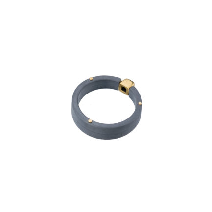 Gray Titanium Engagement Ring with Diamond and Gold 18k