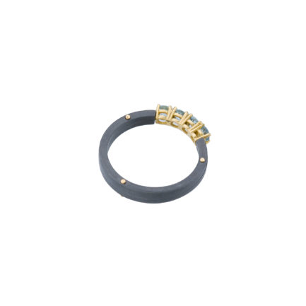 Aquamarine Four Stone Titanium Ring in 18k Gold