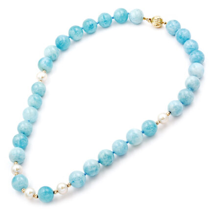 Necklace with Aquamarine and Pearls