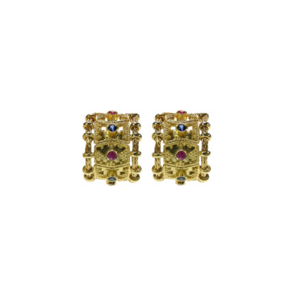 Half Hoop Earrings Byzantine Handmade 18k Solid Gold