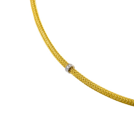 Byzantine Thin Chain 0.3mm Necklace Two Tones k18 Yellow Gold