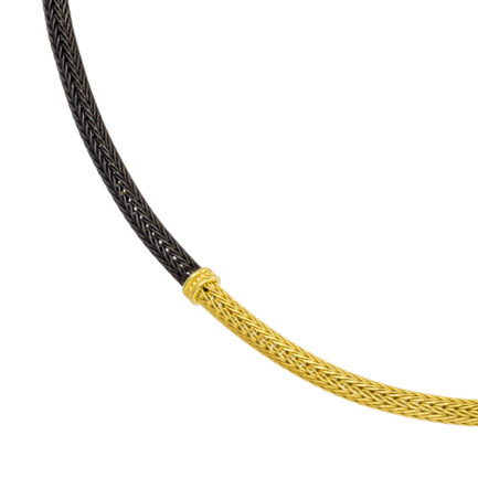 Byzantine Oxidized Thin Chain 0.3mm Necklace k18 Yellow Gold