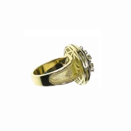 Multicolor Sapphire Byzantine Ring 18k Yellow Gold