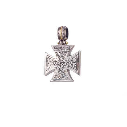 Maltese Men’s Cross Pendant 18k Yellow Gold and Sterling Silver 925