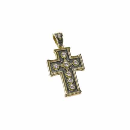 Diamonds Cross Pendant 18k Yellow Gold and Black Rhodium
