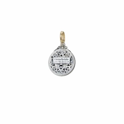 Round Byzantine Flower Pendant for Women’s Yellow Gold k18 and Silver 925