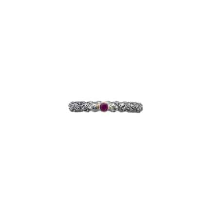 Single Stone Gemstone Ring k18 Yellow Gold and Sterling Silver
