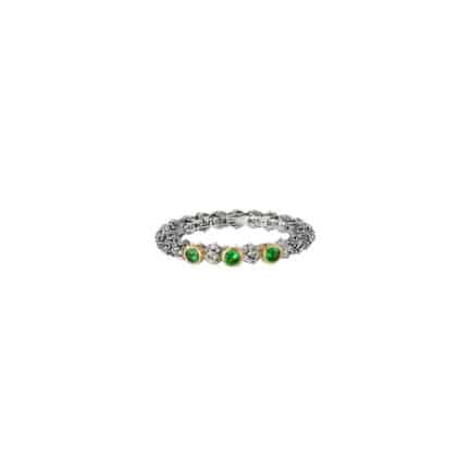 Triple Stone Gemstones Ring in k18 Yellow Gold and Sterling Silver