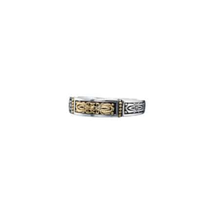 Byzantine Band Ring k18 Yellow Gold and Sterling Silver 925