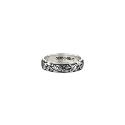 Floral Band ring in Sterling Silver 925