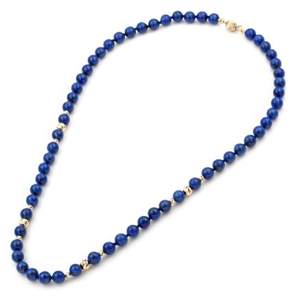Necklace with Lapis 6.0mm k14