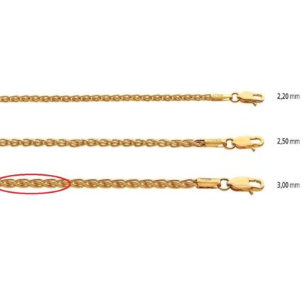 14k Yellow Gold 3mm Spiga Chain Necklace
