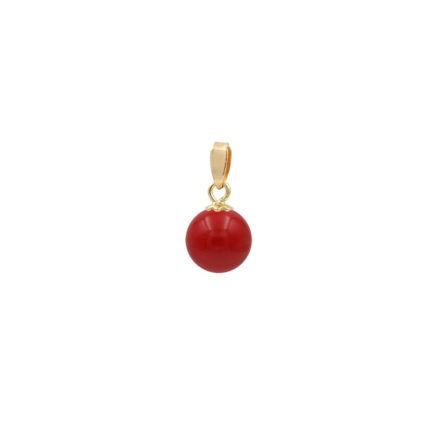8mm Coral Pendant Necklace in 14k Yellow Gold N153211-PE