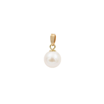 Japanese Akoya Pearl 7-7.5mm AAAA Round 14k Gold Pendants N153212-PE