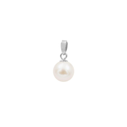 Japanese Akoya Pearl 7-7.5mm AAAA Round 14k White Gold Pendants N153213-PE