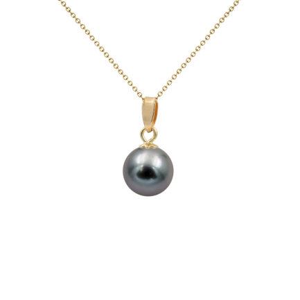 Akoya Black Pearl Japan 7.5-8mm AAAA Round 14k Gold N153216-PE