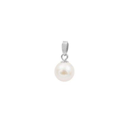 Japanese Akoya Pearl 6.5-7mm AAAA Round 14k White Gold Pendants N153221-PE