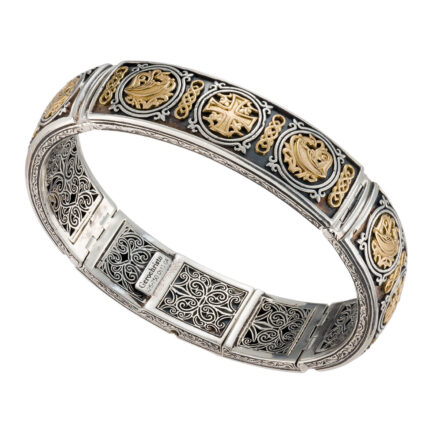 Men’s Bangle Bracelet in k18 Yellow Gold with Silver