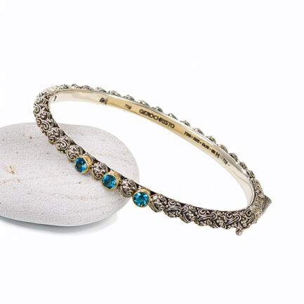 Thin Bracelet Triple Stones in k18 Gold and Sterling Silver