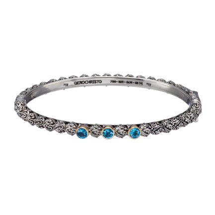 Thin Bracelet Triple Stones in k18 Gold and Sterling Silver