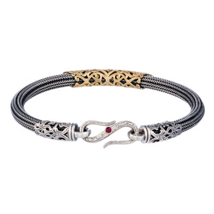 Braided Floral Chain Bracelet in Gold and Silver