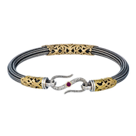 Braided Floral Chain Bracelet with Gold Accents