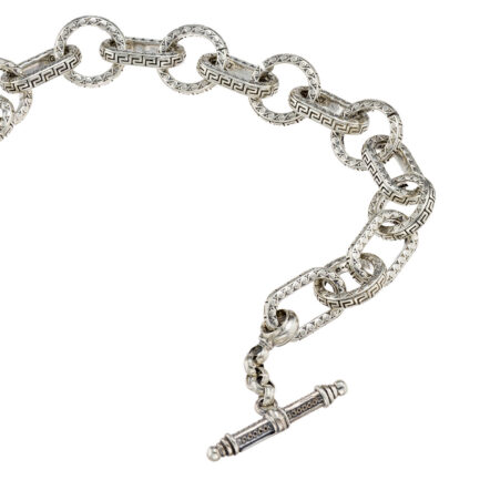 Greek Key Link Bracelet in Sterling Silver