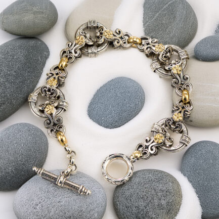 Vintage Floral Bracelet in Gold and Silver